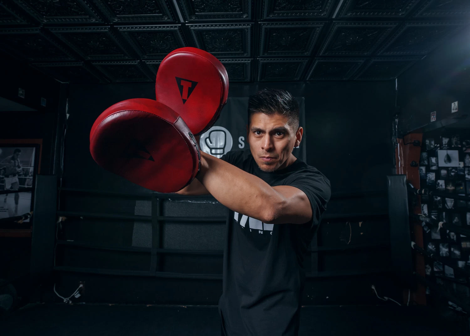 TITLE Boxing Blood Red Leather Punch Mitts 5 TITLE Boxing Blood Red Leather Punch Mitts - Image 5