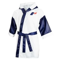 Fighting Full Length Robe -Boxing Shop FFLR WH BL 2