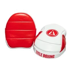 TITLE Boxing Fighting Fresh Leather Punch Mitts -Boxing Shop FFPM RD WH 4