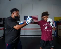 Fighting Freedom Leather Focus Mitts 30 Fighting Freedom Leather Focus Mitts -Boxing Shop FLFM2WHBL 1