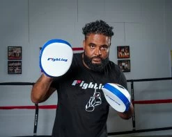 Fighting Freedom Leather Focus Mitts 25 Fighting Freedom Leather Focus Mitts -Boxing Shop FLFM2WHBL 2