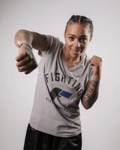 Fighting Women's Distressed V-Neck Tee -Boxing Shop FSWTS14 GR