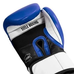 TITLE Boxing Premium Leather Performance Training Gloves -Boxing Shop LPTG BL WH BL 005
