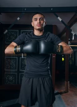 TITLE Boxing Roberto Duran Leather Sparring Gloves -Boxing Shop RDSGBK 1