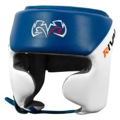 Rival Boxing Amateur Competition Headgear With Cheek Protect -Boxing Shop RHGC2C BL WH 1