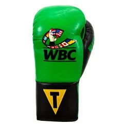 WBC By TITLE Boxing Pro Fight Leather Gloves -Boxing Shop WBCPFG GN BK 03