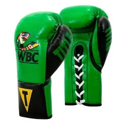 WBC By TITLE Boxing Pro Fight Leather Gloves -Boxing Shop WBCPFG GN BK 2