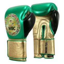 WBC By TITLE Boxing Green Belt Bag Gloves -Boxing Shop WGBBG GN GD BK 2