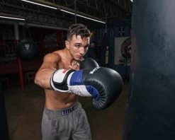 Fighting Ferocity Leather Bag Gloves -Boxing Shop ftgbg bk bl rd 2 1