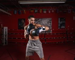 Fighting Ferocity Leather Bag Gloves -Boxing Shop ftgbg bk bl wh 1 1