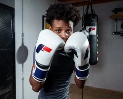 Fighting Force Leather Bag Gloves -Boxing Shop ftgfbg wh bl 1 2