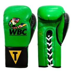 WBC By TITLE Boxing Pro Fight Leather Gloves -Boxing Shop wbcpfg gn bk 01 2