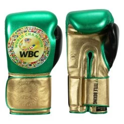 WBC By TITLE Boxing Green Belt Bag Gloves -Boxing Shop wgbbg gn gd bk 1 1 1